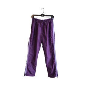 BCG Purple Windbreaker Track Pants Women’s M | Retro Stripe, Bungee Hem Y2K
